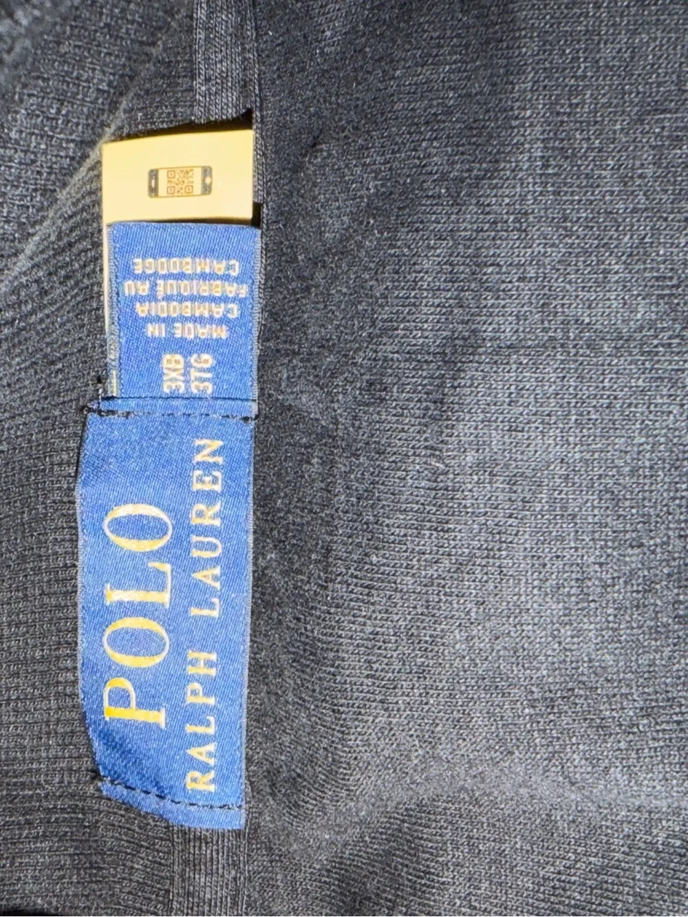 Polo by Ralph Lauren Black Quarter-Zip Pullover with Tan Trim